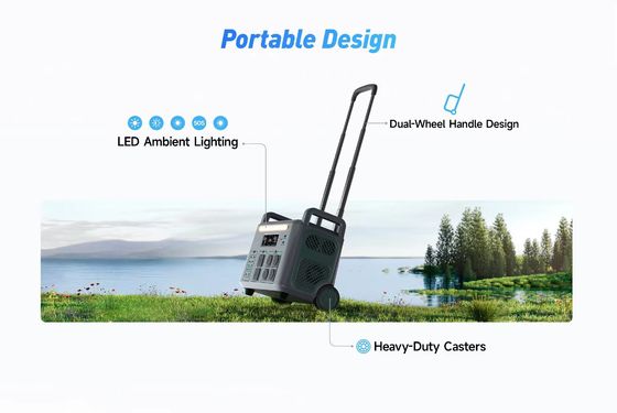 ATZ 3600W পোর্টেবল পাওয়ার স্টেশন EU একাধিক এসি এবং ডিসি আউটপুট 230VAC ডুয়াল হুইল হ্যান্ডেল ডিজাইন