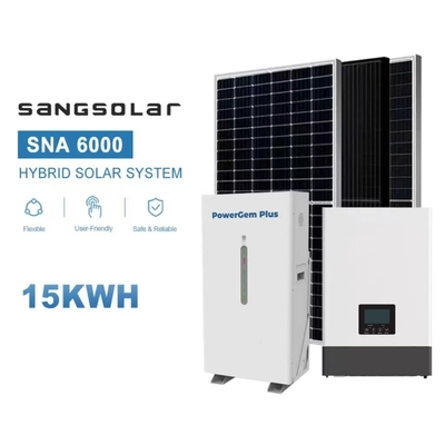 SANGসোলার ইনভার্টার 14.3kwh 15kwh 20kwh 25kwh 30kwh লিথিয়াম ব্যাটারি হাইব্রিড সৌর সিস্টেম 10kw