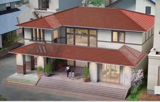 দীর্ঘ আকারের লাল/সবুজ একক্রিস্টালিন সৌর ছাদ টাইল - 86W উচ্চ-শক্তির রঙিন পিভি, 154W / এম 2, নান্দনিক এবং দক্ষ